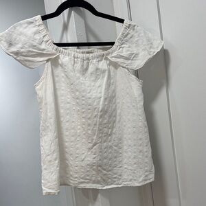 J. Crew White Textured Off-Shoulder Blouse